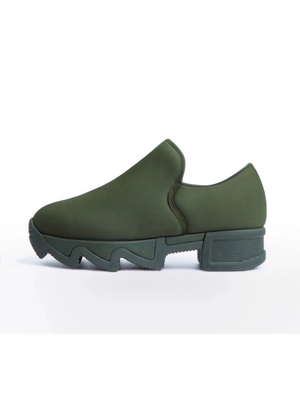 IRI NYC Wes Low Top Neoprene Platform Olive Green Platform Slip On Sneakers Sz 6